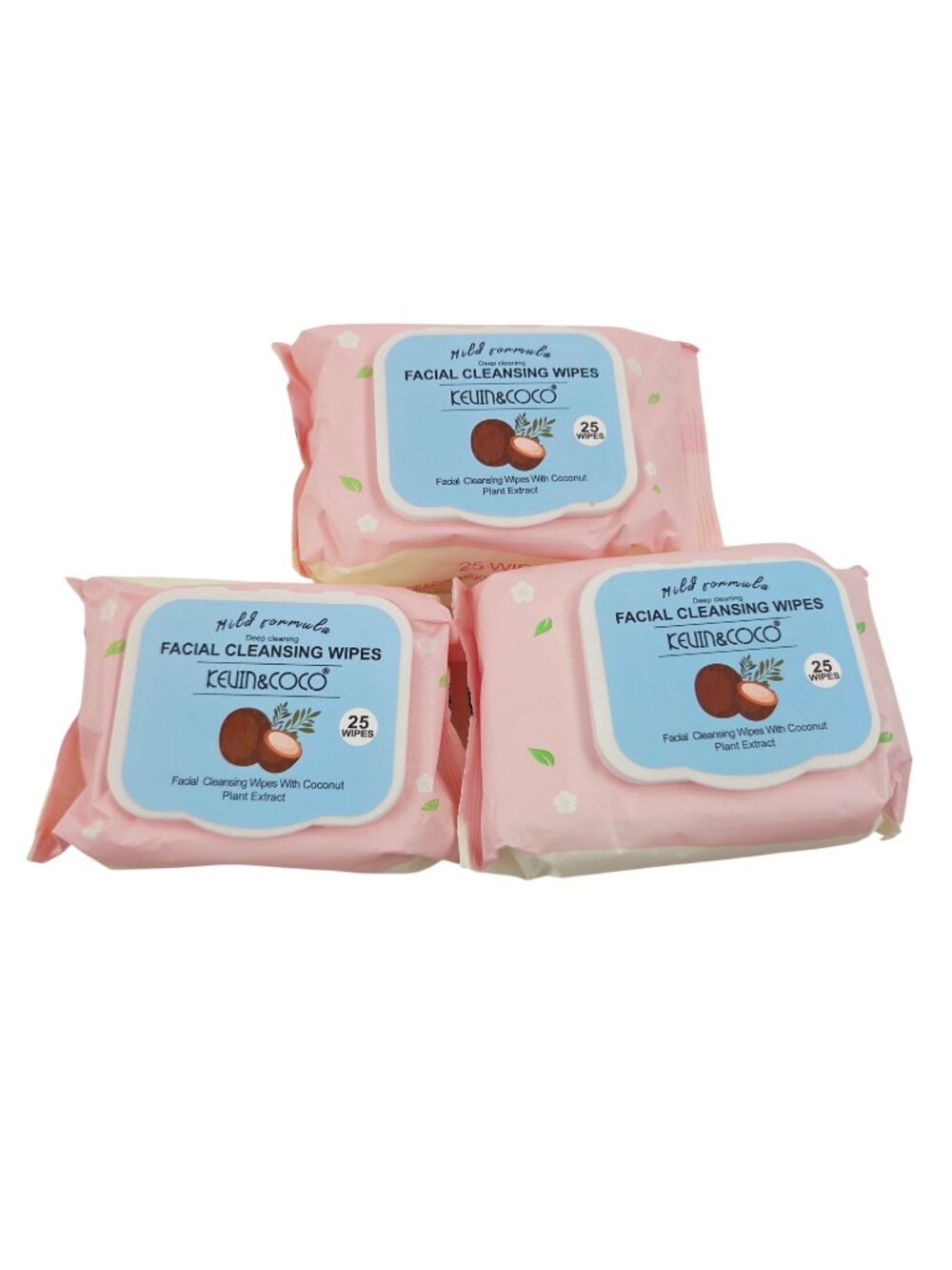 Kevin & Coco Facial Cleansing Wipes Set of 3 Mild Formula EXP 11/2028 NIP